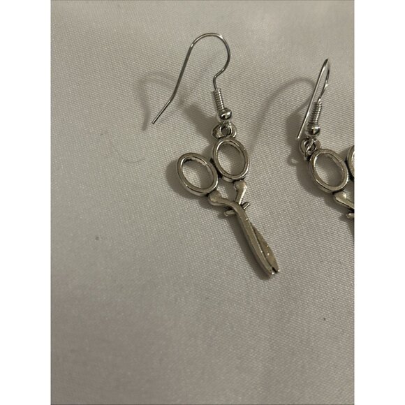 Silver Scissor Earrings Shears Dangle Silver Hook Jewelry Hairdresser Stylist - Picture 3 of 7